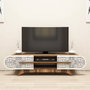 Hanah Home Mueble de TV Nogal y Crema 145x37x37 cm Tablero de partículas melamina 18mm